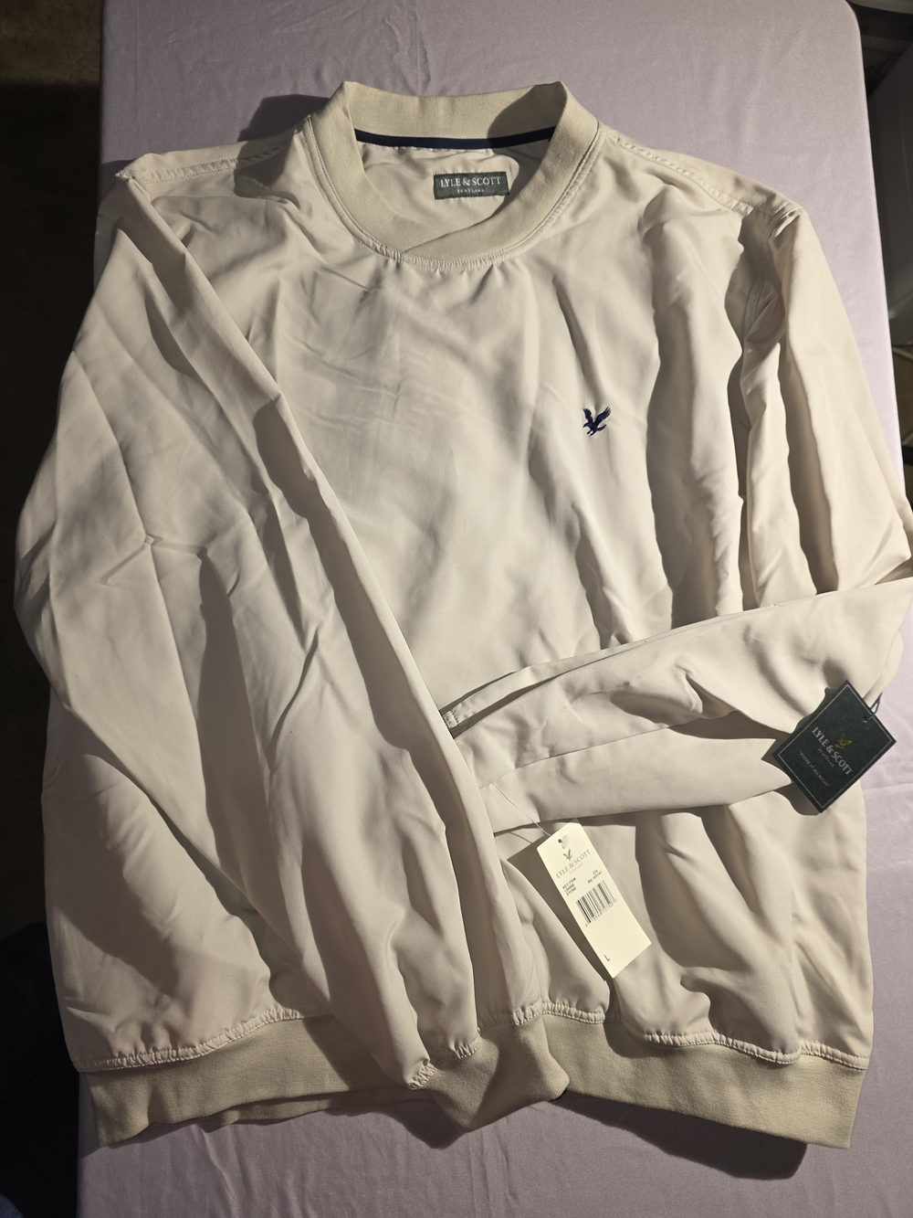 Lyle & Scott Men's Light Cream Performance Jacket with Navy Logo